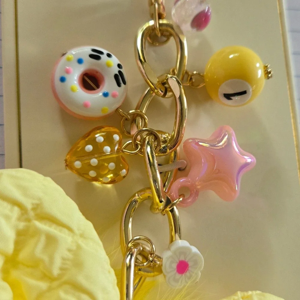 Eye Candy Los Angeles Monster Bag Charm Yellow New Fuzzy Plush Bow